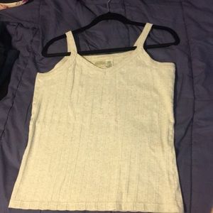 Vintage 90s St John’s Bay ribbed knit tank top Heathered oatmeal
